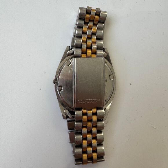 Men's Seiko Day Date 7N43-8119 Japan Quartz Watch Gold Blue Jubilee Bracelet - Picture 7 of 10